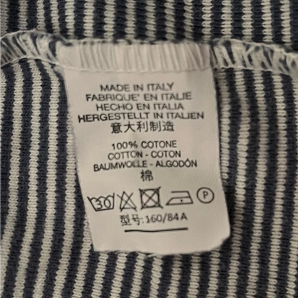 Brandy Melville Blue and White Striped Henley Tee 100% Cotton - Picture 3 of 3